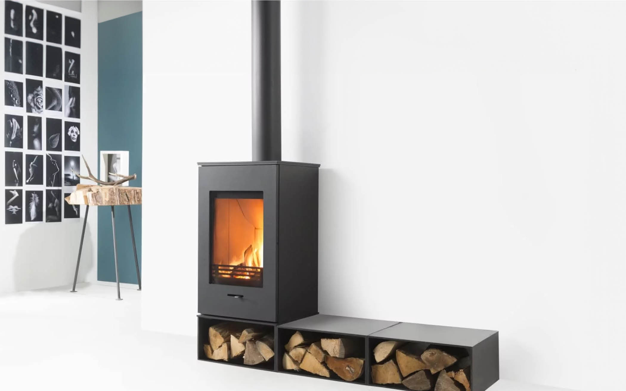 Elm avec espace de stockage pour le bois - Bellier-Neau: Cheminée et ...