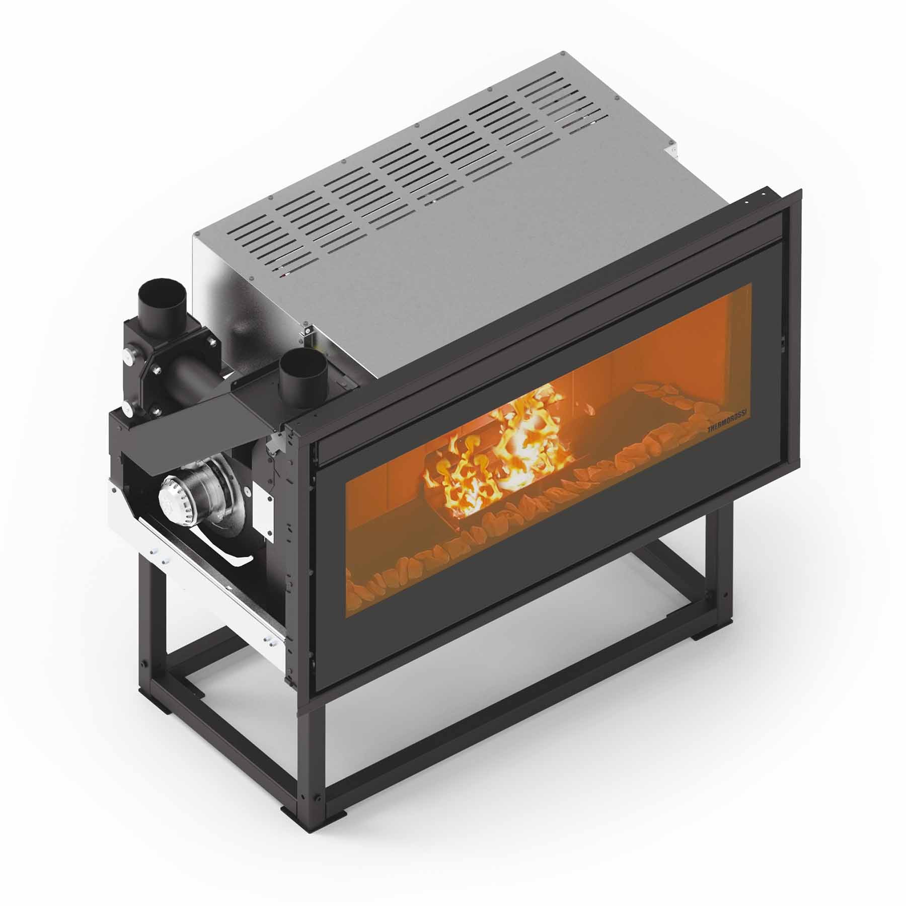 Vue technique de l’insert à granulés Esprit Infinity avec double brûleur