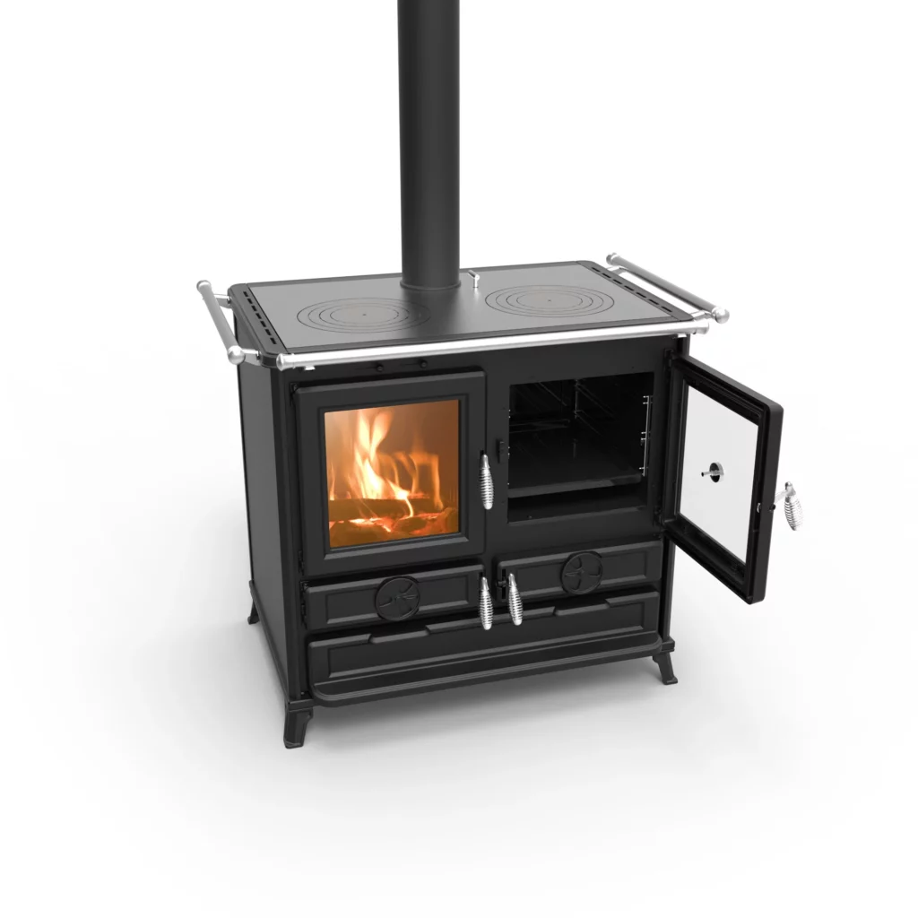 Cuisinière à bois Klara de Thermorossi avec design moderne et finition haut de gamme