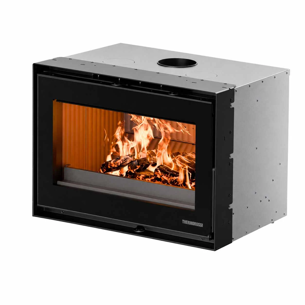 Insert à bois Thermorossi Skyline 490 avec chambre de combustion en fonte et vitre panoramique